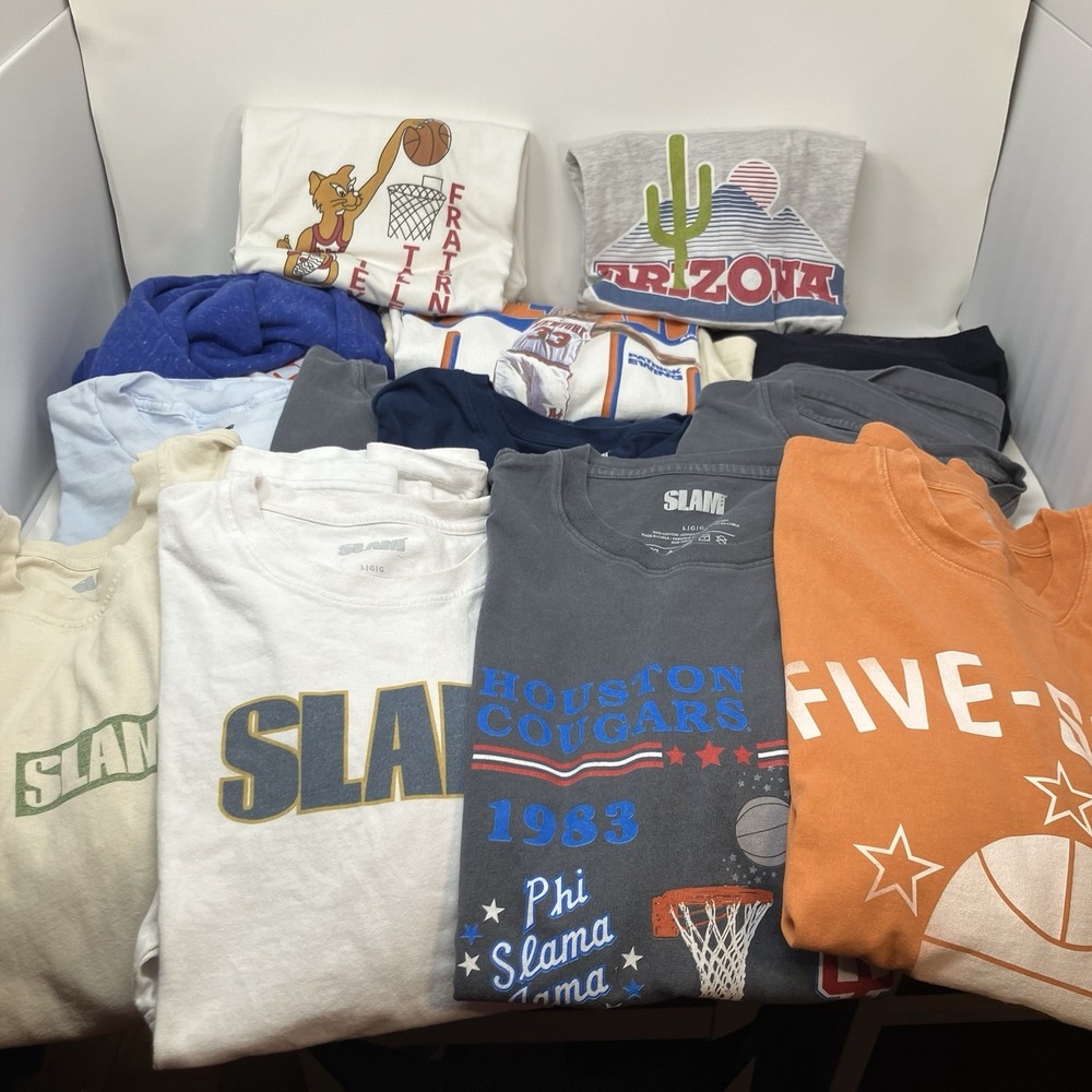 Lot 13 SLAM Goods Men Large Basketball T-Shirts Sweatshirts Ewing Shai Kicks 94